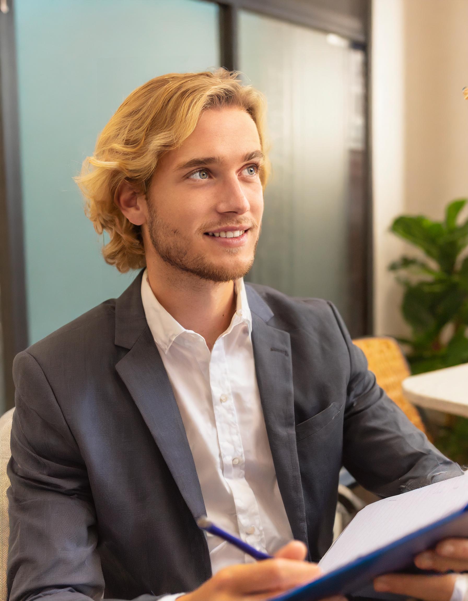 Person in formellem Business-Look, mit einer gewissenhaften Ausstrahlung